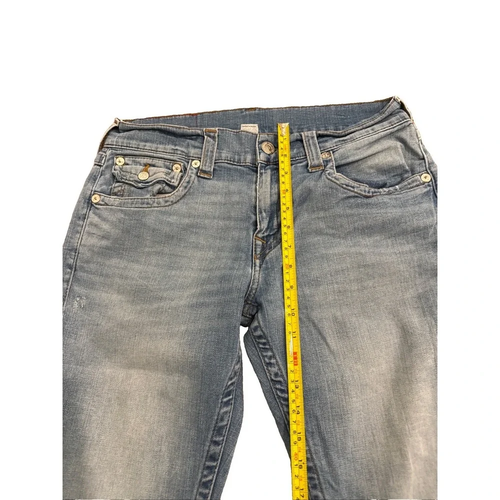 True Religion Jeans Men's 32in Blue Ricky Big T Flap Straight Leg Denim